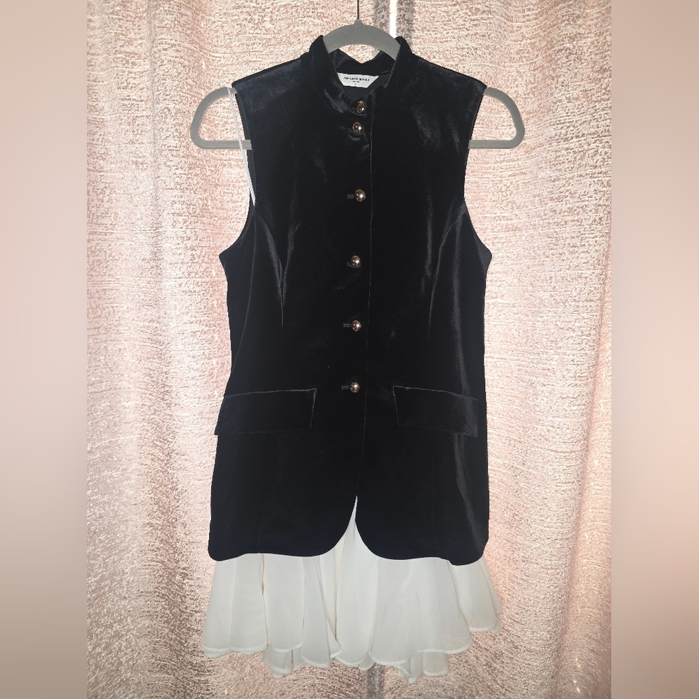 Amanda Uprichard Black Velvet And White Dress